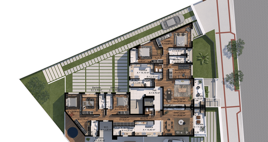 Planta empreendimento Fiori de Veneto na cidade de Pelotas. Construtora Valori Empreendimentos