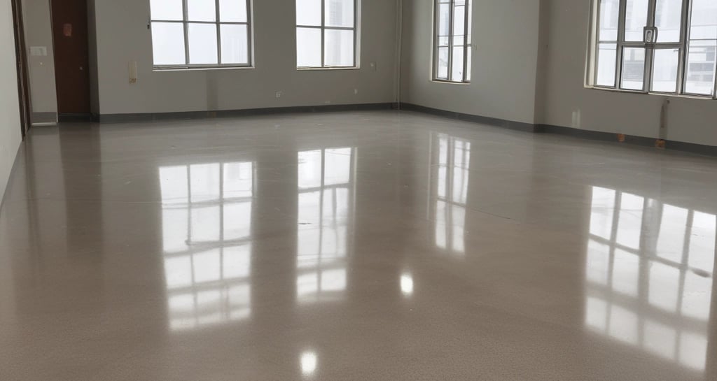 An expansive epoxy flooring installation in a commercial space in Kuwait, showcasing durability and shine.