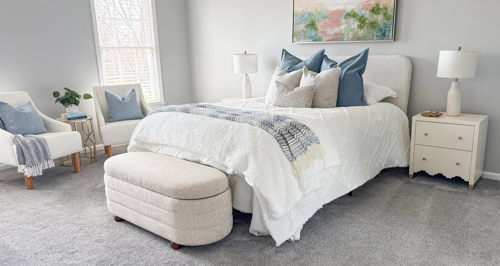 primary with sitting area by staging house simpsonville