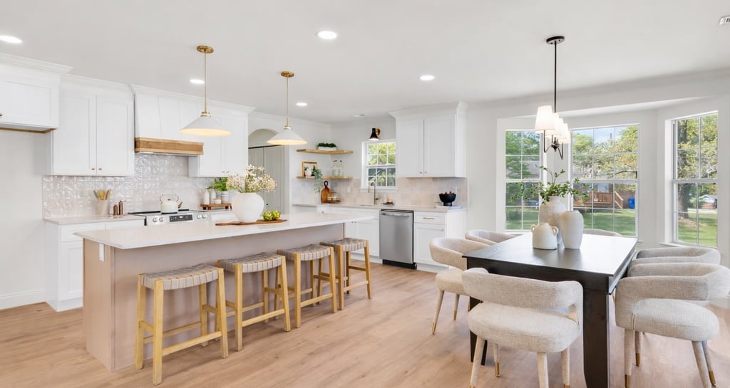 open floor plan kitchen in greenville staging house