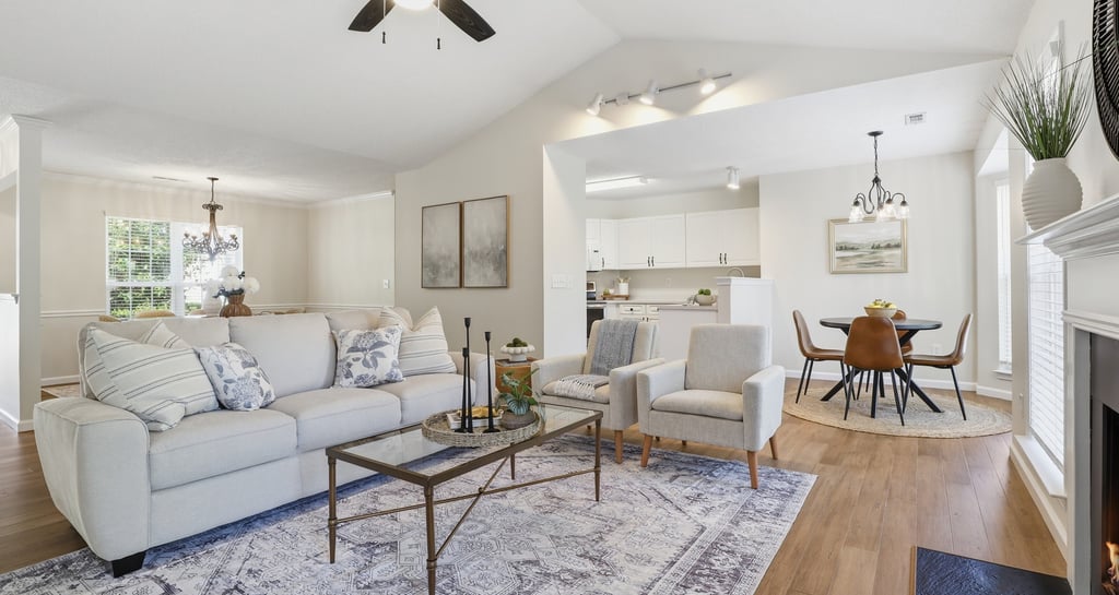 great room staged by staging house simpsonville 