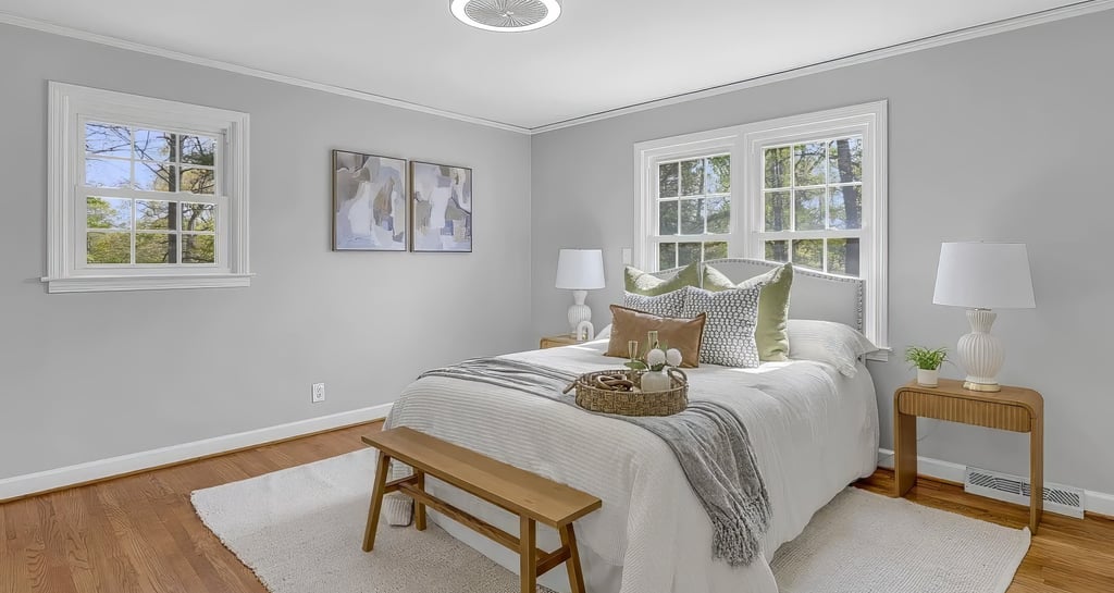 primary bedroom staged by staging house