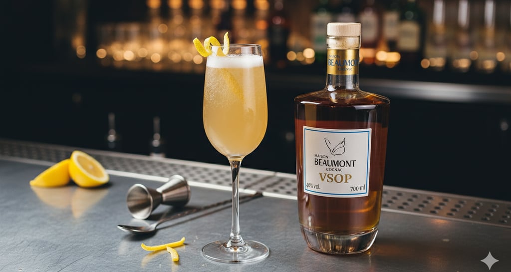 Cocktails-cognac, French 125, le cocktail réinventé au Cognac Maison Beaumont VSOP