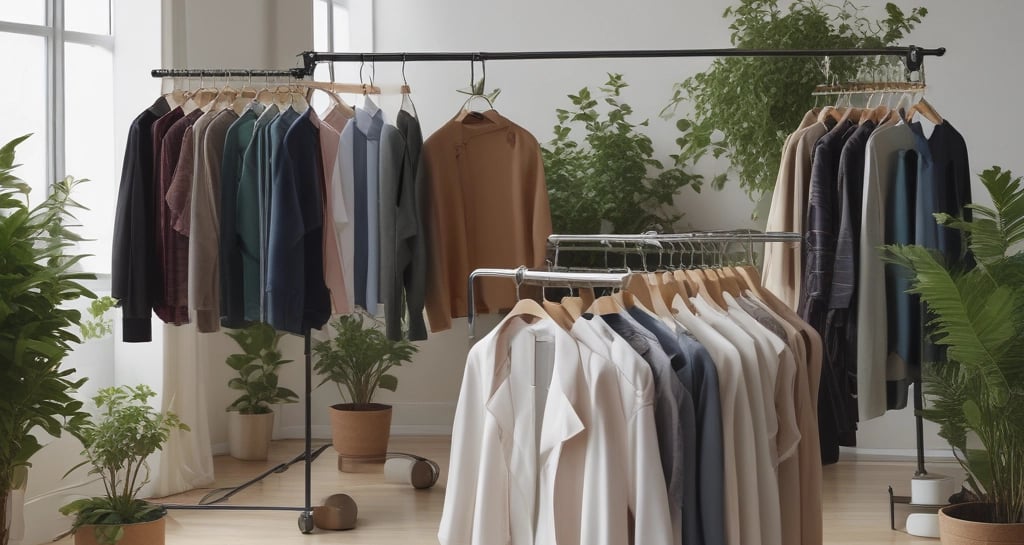 A beautifully arranged display of vintage clothing.