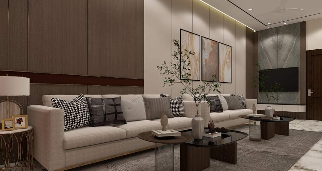 Spacious bedroom with a cozy bed and stylish decor