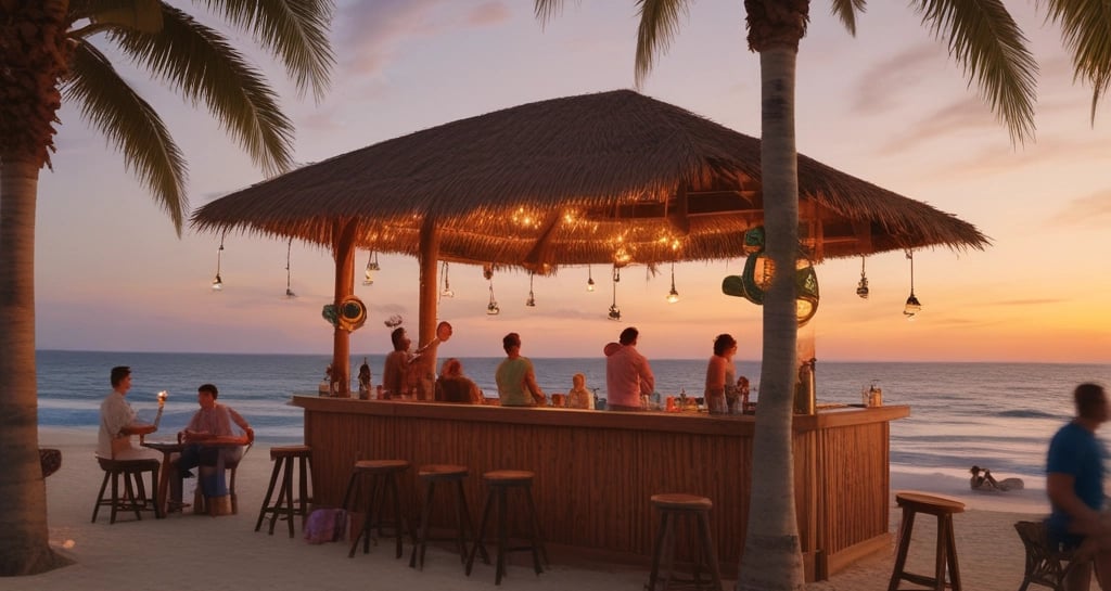Sunrise view over a serene all-inclusive resort with pristine sandy shores.