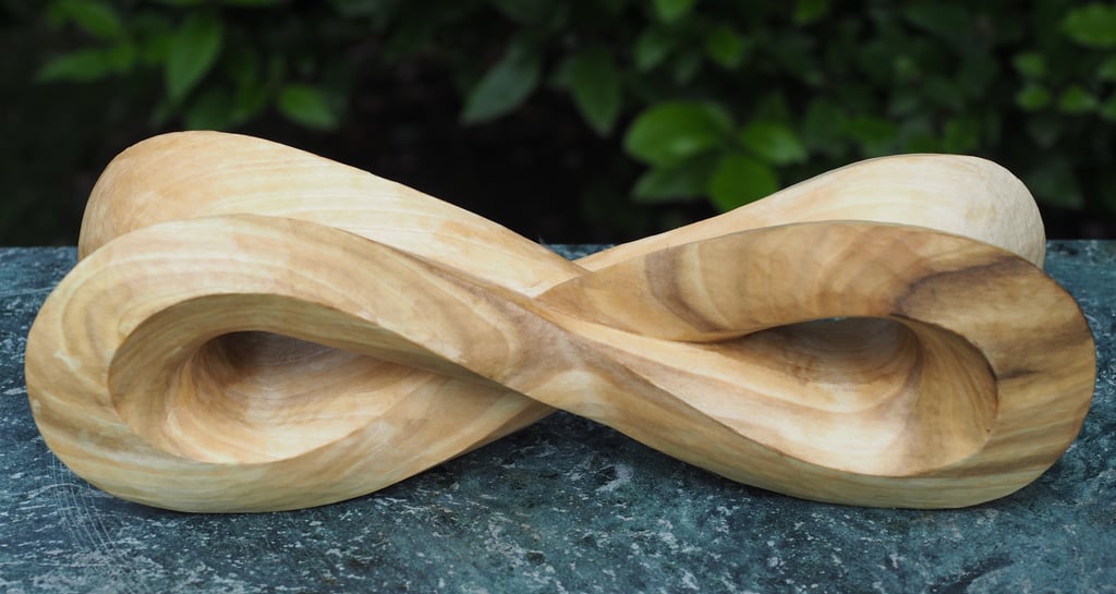 'Infinity Mobius' - abstract sculpture in tulip wood.by Sarah Liptrot