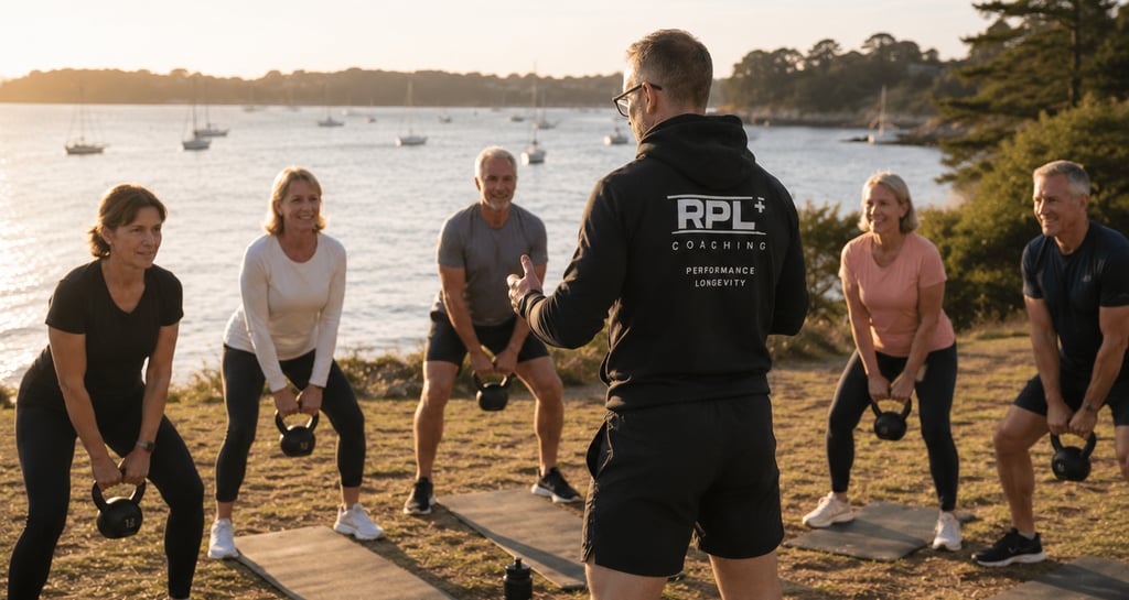 Séance outdoor RPL+ axée force, énergie et longévité dans le Golfe du Morbihan