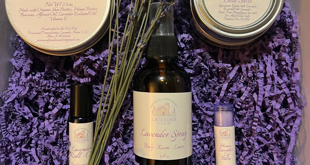 lavender gift package with lavender lotion bar lavender soap lavender honey lip balm bath salts 