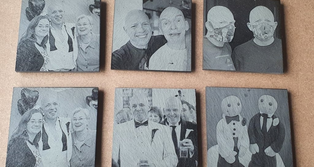 Number of Laser Engraved Slate Photo Coasters