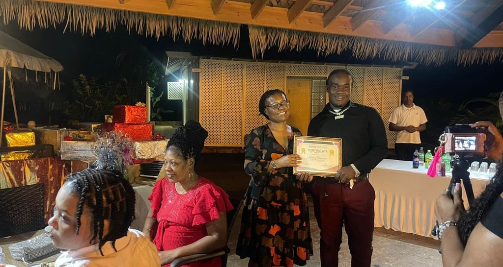 Creative staffing agency staff receiving their award certificates.
