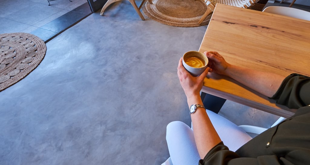 Renocrete Cloud Grey floor — seamless, durable cement-based flooring for modern residential and commercial interiors Botswana