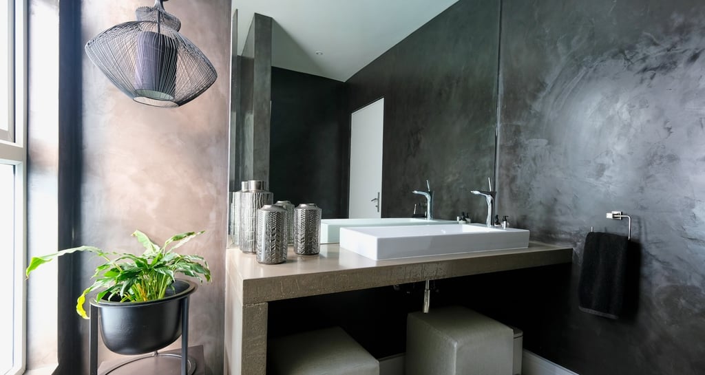 Graphite SatinCrete wall finish by Cemcrete — refined cement surface providing a polished, contemporary look