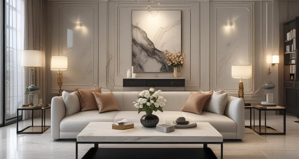 A modern office space with minimalistic design, featuring two office chairs, a sleek table, a storage cabinet, and a floor lamp. The room is decorated with light-colored curtains and has a polished concrete ceiling. The overall ambiance is professional and clean.