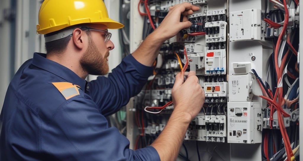 A skilled electrician installing wiring in a home.