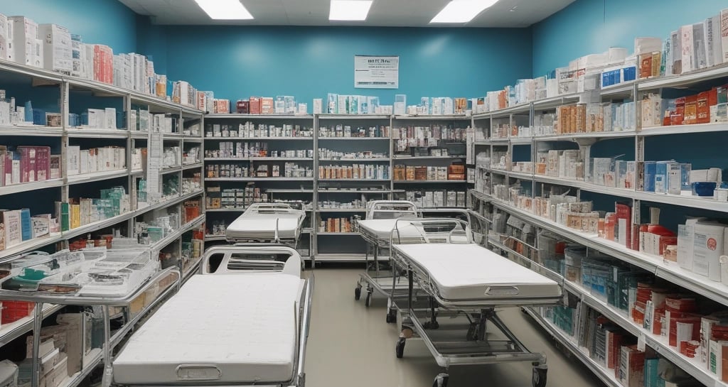 A retail clothing store interior with rows of neatly arranged shirts hanging on racks. Shelves above hold stacks of shoe boxes, and a variety of shoes are displayed on the right side. The store is well-lit with ceiling spotlights and has a clean, organized appearance.