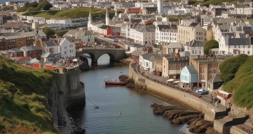 An aerial view of the Isle of Man showcasing its scenic landscape.