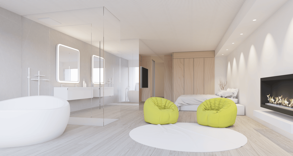 reforma vivienda unifamiliar chimenea