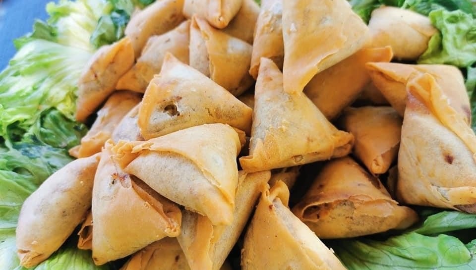 a plate of food with a salad and a salad