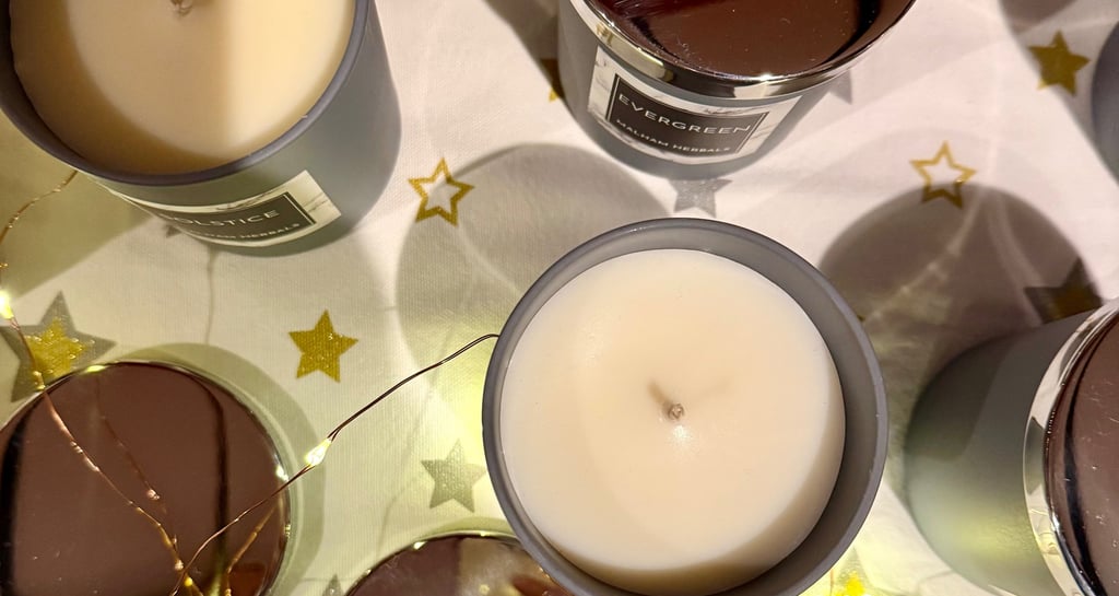 Luxury essential oil aromatherapy candles viewed from above