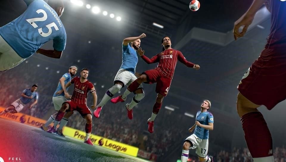 Personajes de videojuego jugando futbol