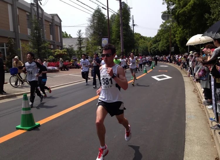Runner heading for a person best in the Sakai City 10K race , Osaka, Japan.