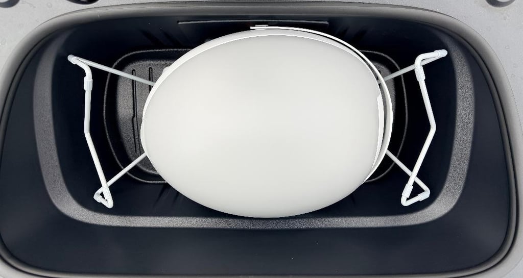 Tesla Toilet stored in Tesla Frunk Close Up