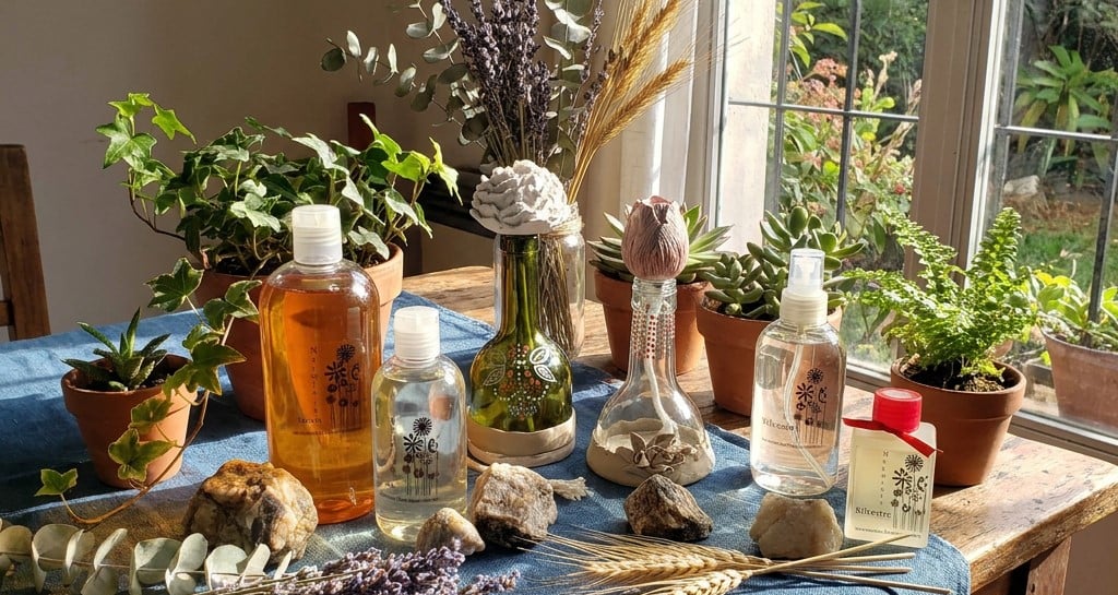 Difusor repuesto, envases de vidrio reciclados, flores de yeso aromatizantes