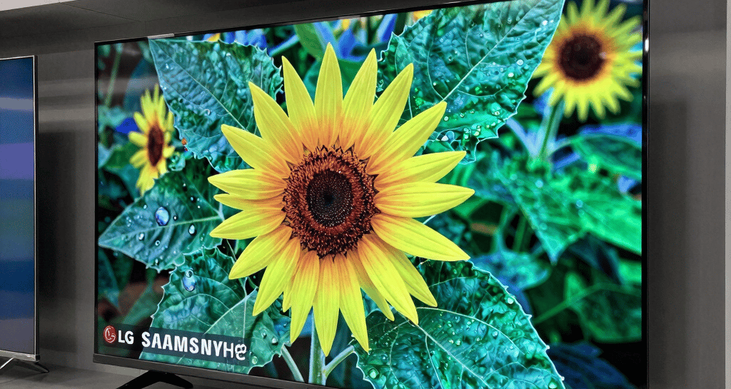 A sleek warehouse aisle filled with stacked boxes of electronics ready for European distribution.