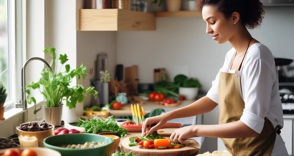 A sunlit morning yoga session in a serene park surrounded by greenery