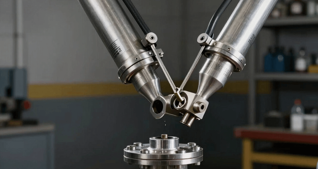 Close-up of precision hydraulic and pneumatic spare parts supplied by Hitech Innovations.