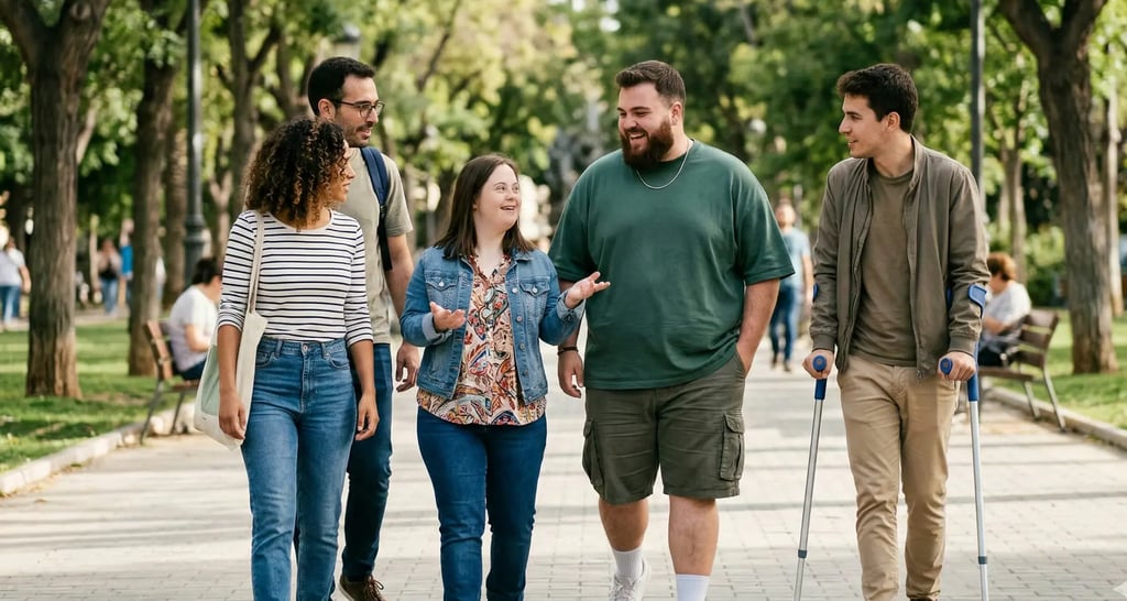 Jóvenes muy diversos relacionándose