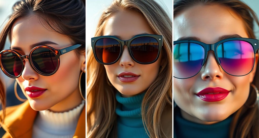 3 women wearing oversized designer sunglasses