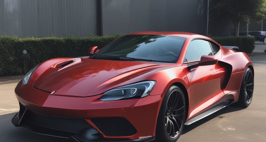 a red sports car parked in a garage