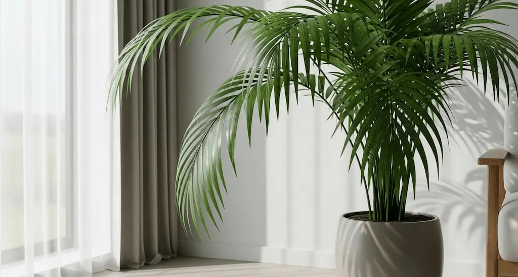 Palma Kentia en luciendo esplendorosa en salón