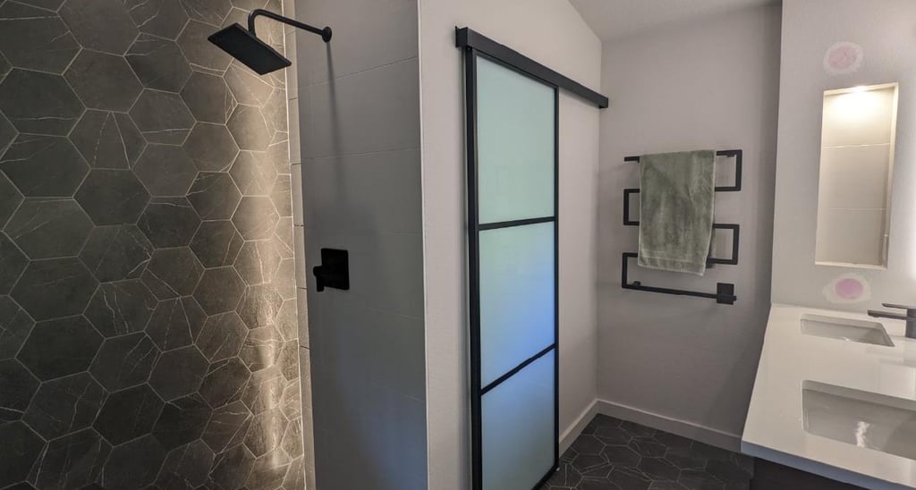 new modern master bathroom