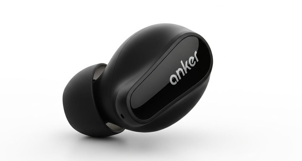 um fone de ouvido preto com a palavra anker