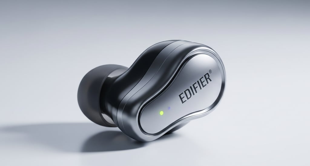 um par de fones de ouvido com a palavra "edificet" escrita nele