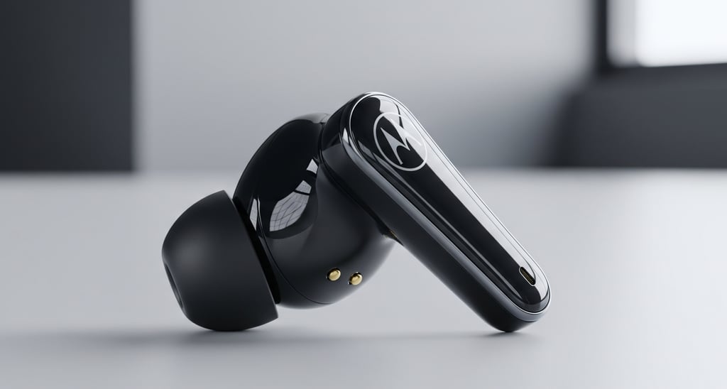 um par de fones de ouvido com um fone de ouvido preto