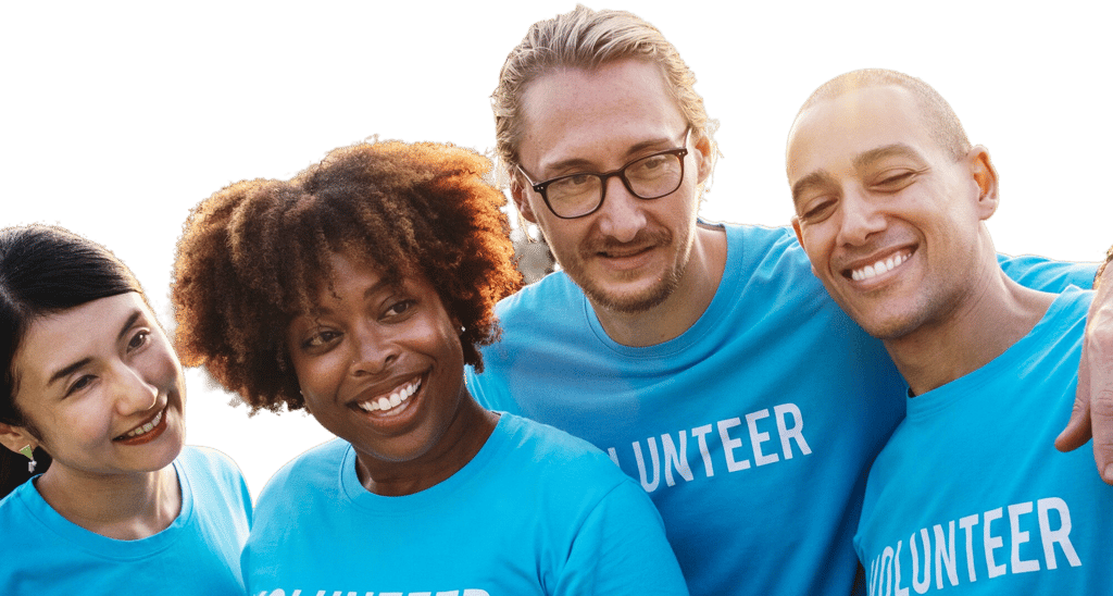 A group of volunteers in a together photo