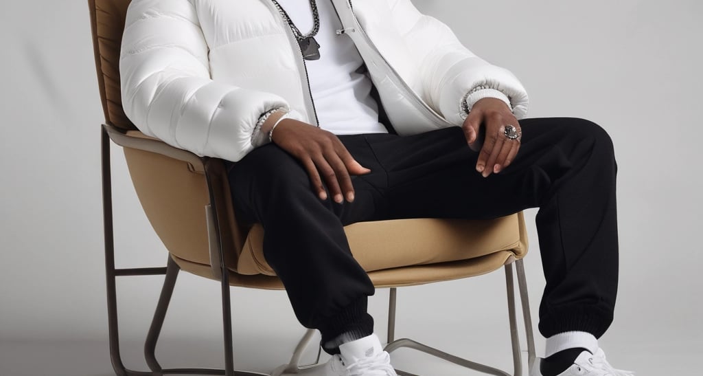 A close-up shot of a men's premium activewear set in charcoal gray with orange accents, displayed on a sleek black background.