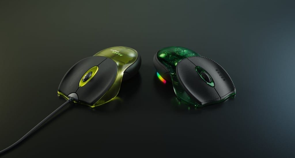 Razer BoomSlang original (izquierda) y Razer Boomslang 20th Anniversary Edition (derecha)