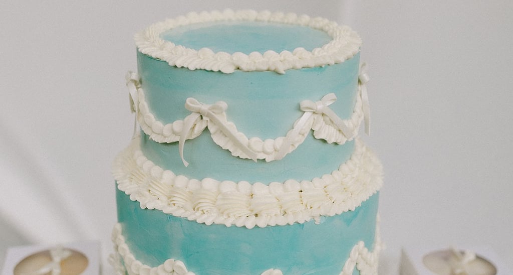Blue vintage piping wedding cake bozeman big sky montana
