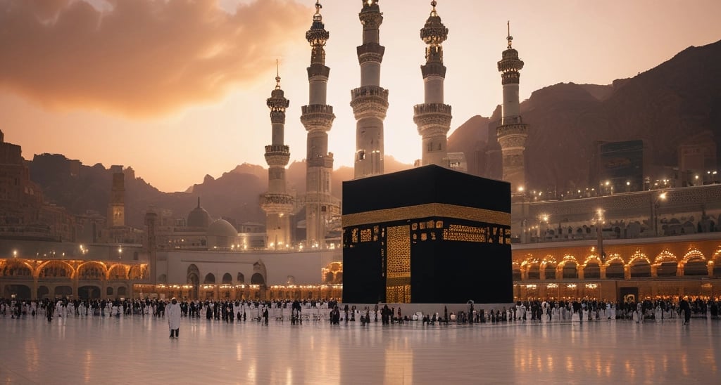 A large group of people standing around a building