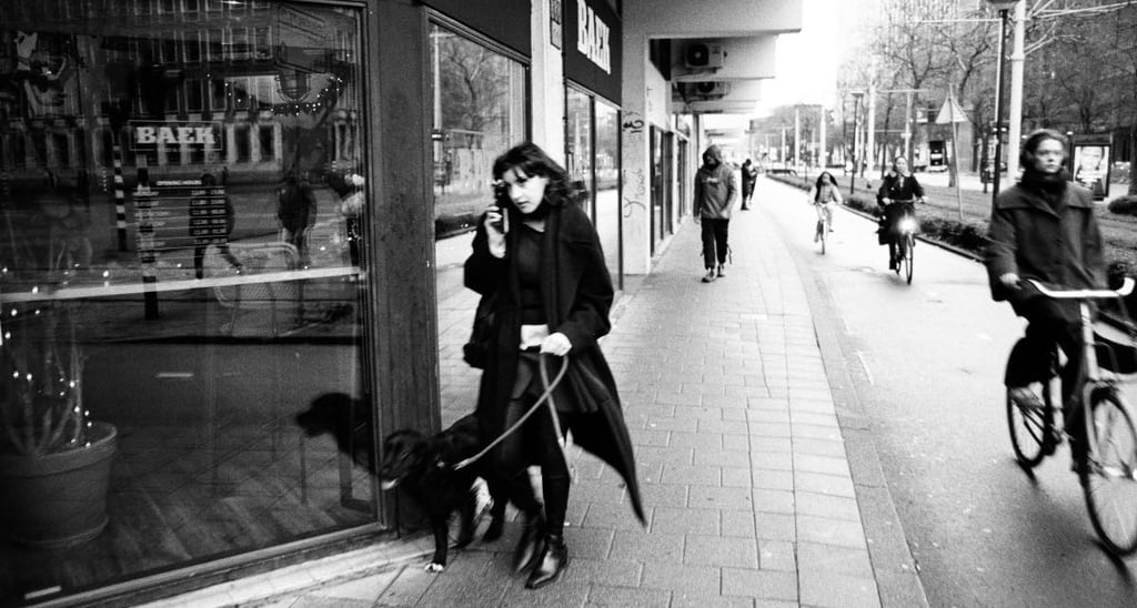 Sunday city vibes caught on black and white analog film