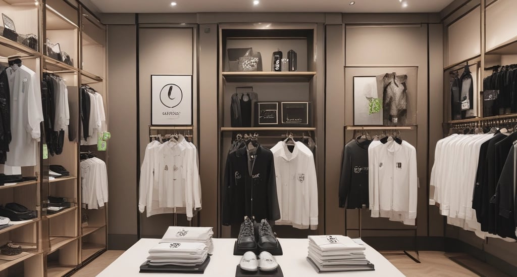 A stylish boutique storefront with elegant window displays showcasing women's fashion.