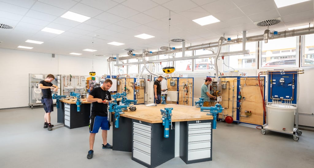 few people training in a lab