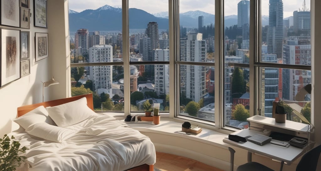 A cozy bedroom with a comfortable bed and desk.