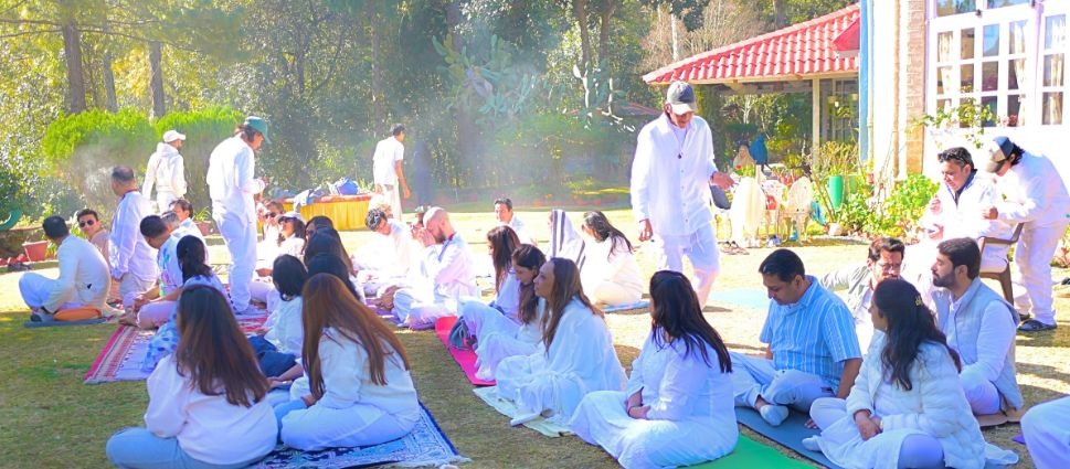 Shamans performing ceremonial cleansing