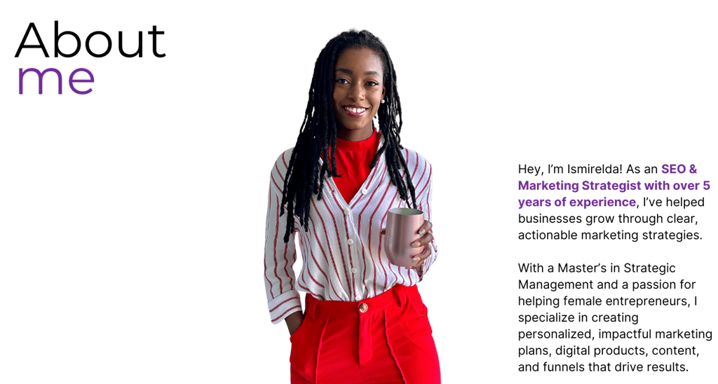 About me (Ismirelda) page